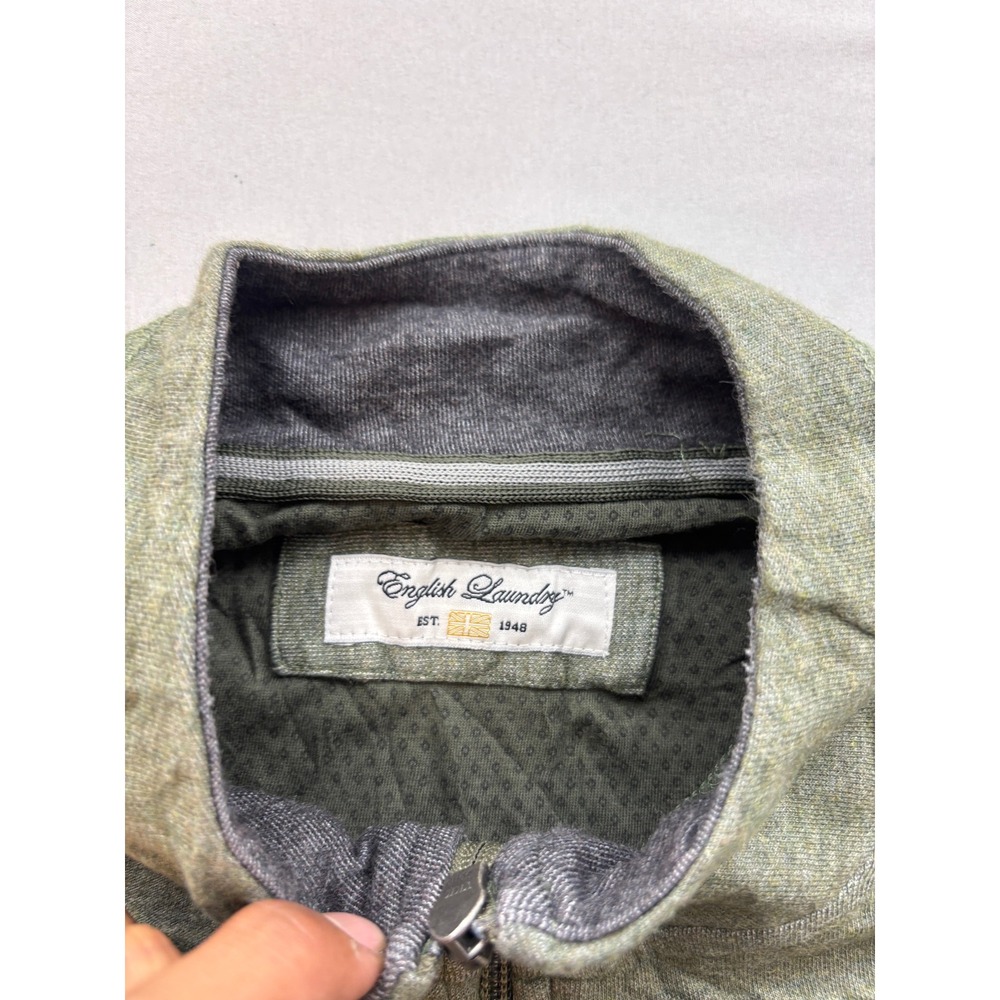 English Laundry Mens Quarter Zip Pullover Sweater Heather Green Large L - Picture 2 of 4